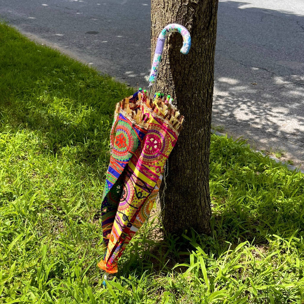 Embellished Parasol Umbrella - Hand-Decorated Sun Shade Accessory