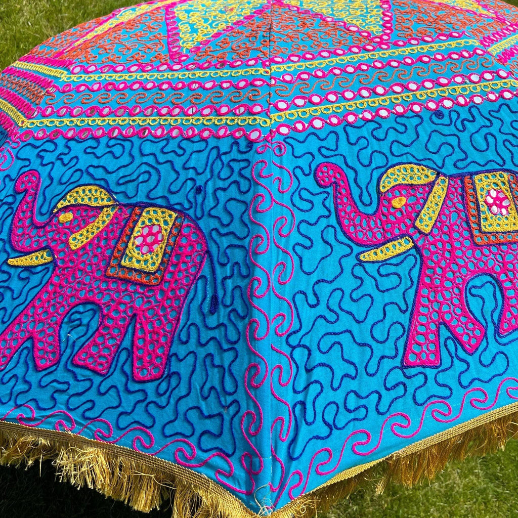 Embellished Parasol Umbrella - Hand-Decorated Sun Shade Accessory
