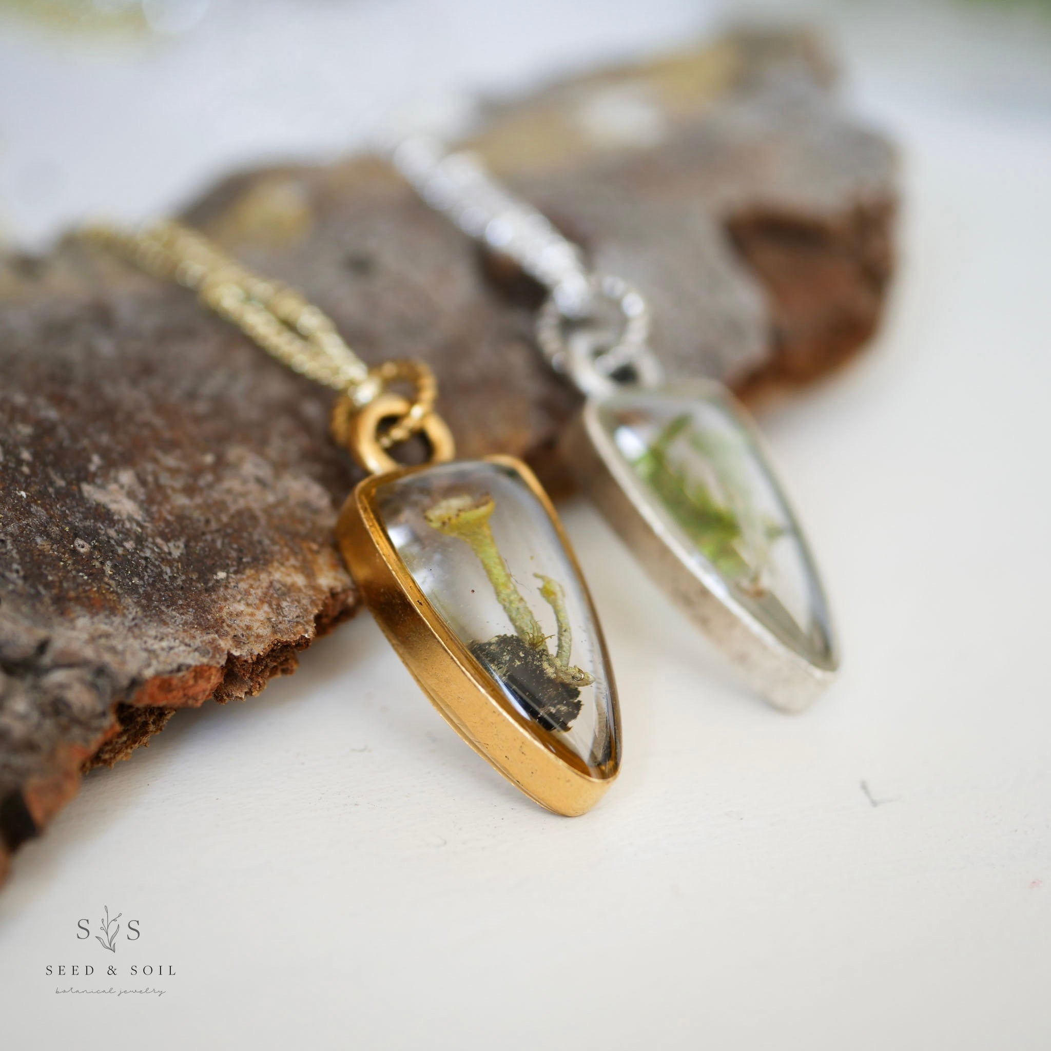 Gold & Silver Arrowhead Mushroom Necklace