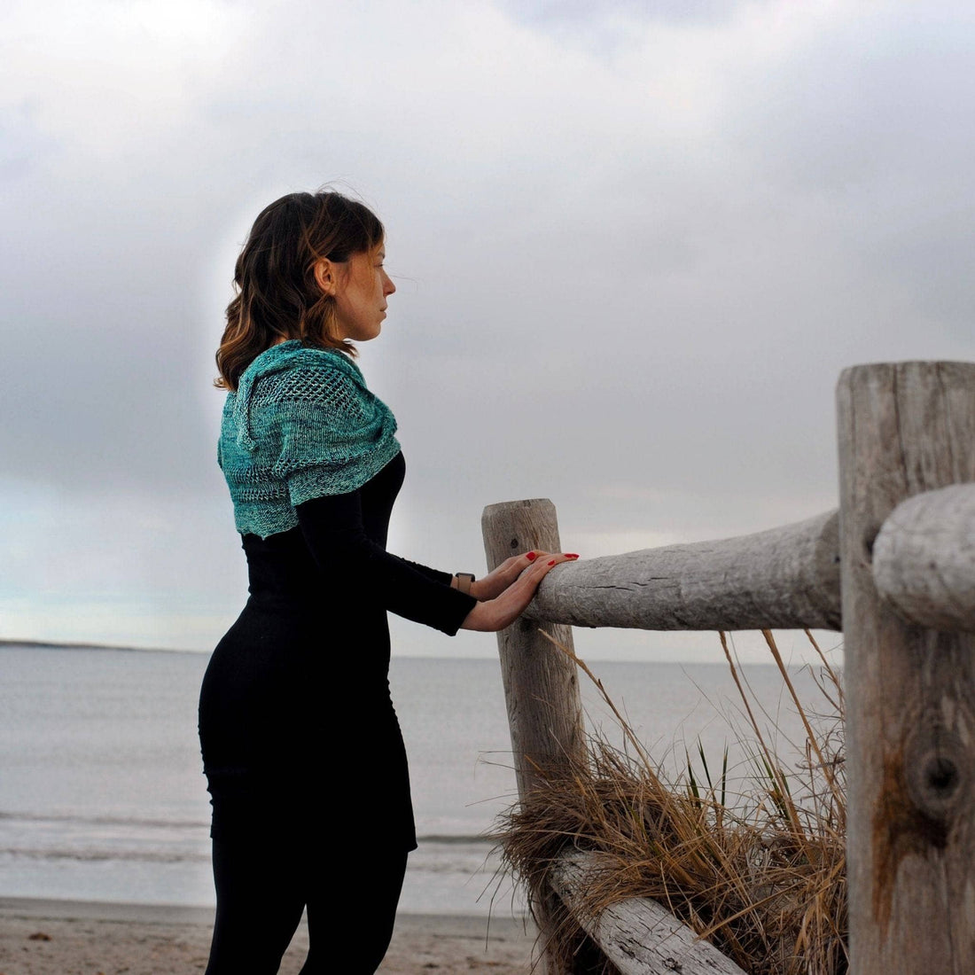 Emerald Bay Shawl Knit Pattern - Easy Lace and Stockinette Design