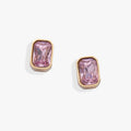 Elegant emerald-cut rose glass stud earrings with a minimalist bezel setting