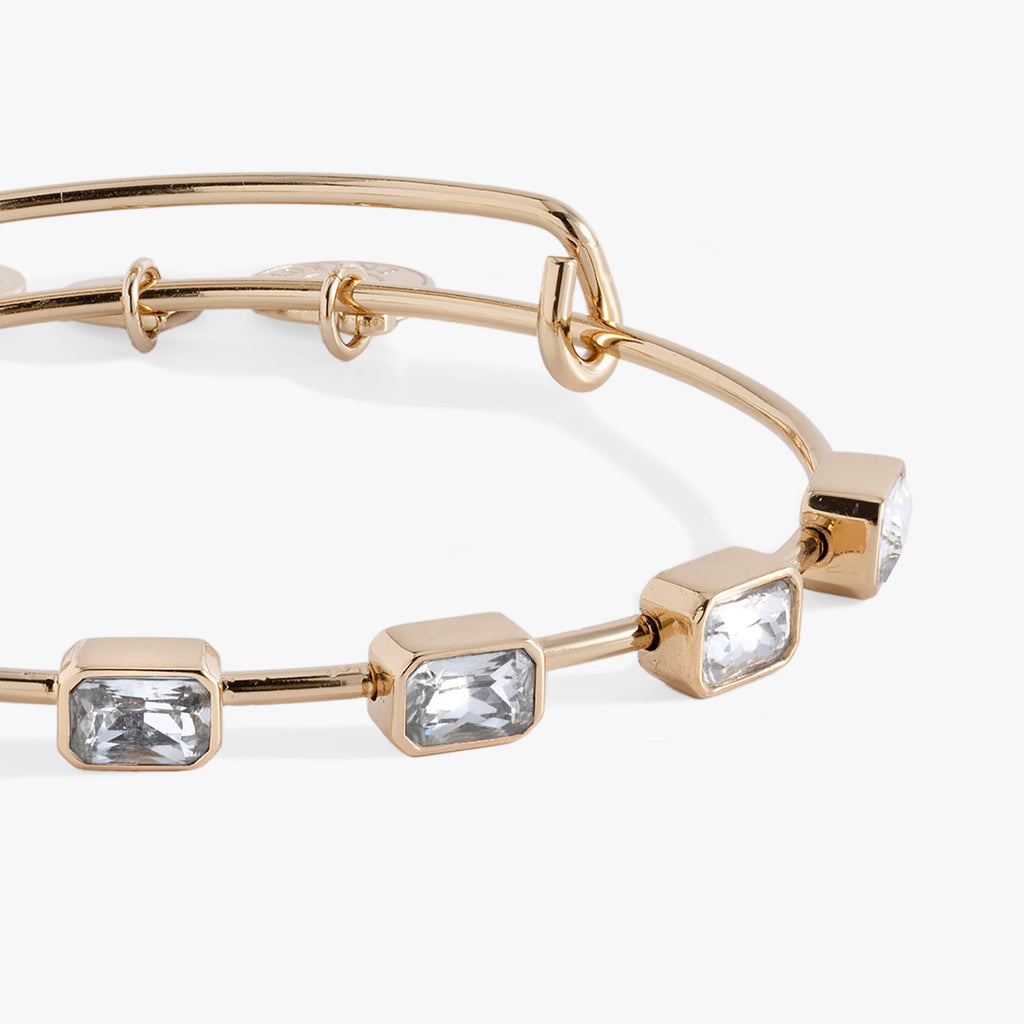 April Birthstone Emerald Cut Clear Crystal Expandable Bangle