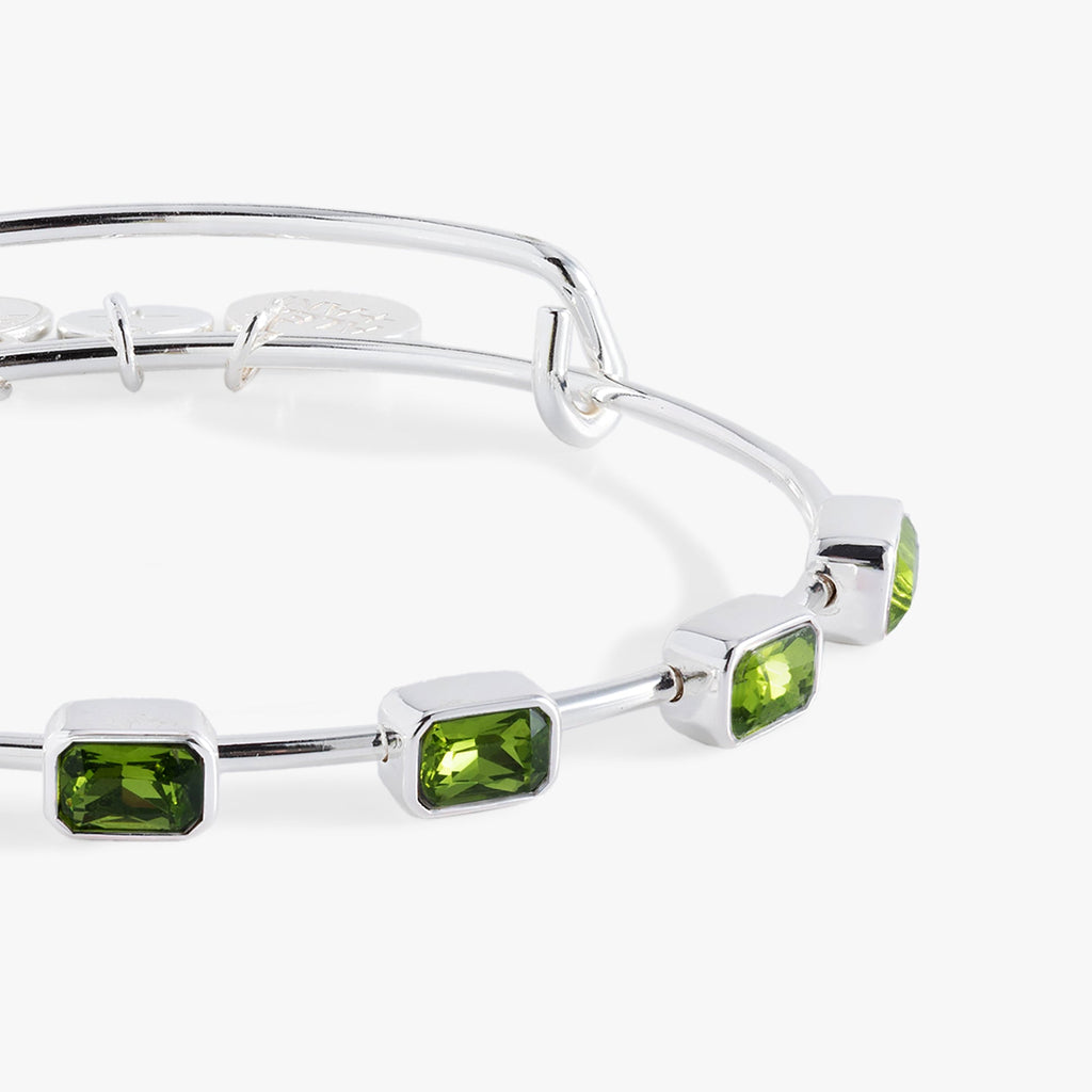 August Birthstone Emerald Cut Peridot Green Crystal Bangle