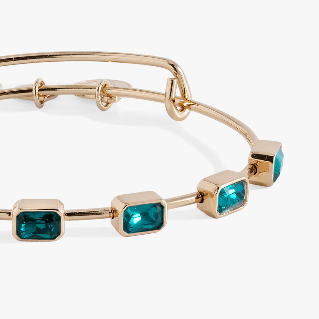 December Birthstone Emerald Cut Blue Zircon Crystal Bangle