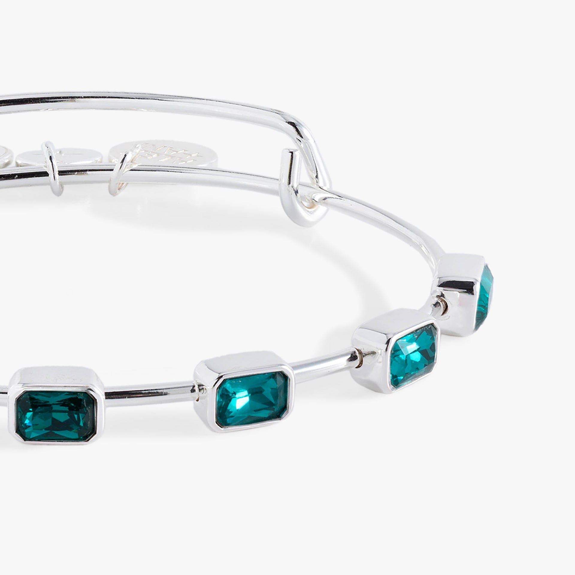 December Birthstone Emerald Cut Blue Zircon Crystal Bangle