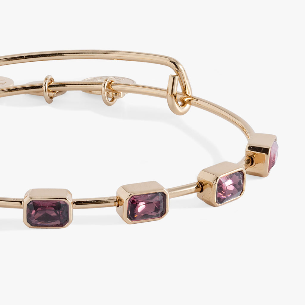 Emerald Cut February Birthstone Bangle with Amethyst Crystals
