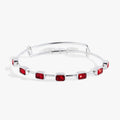 January birthstone expandable wire bangle with seven emerald-cut garnet red crystals