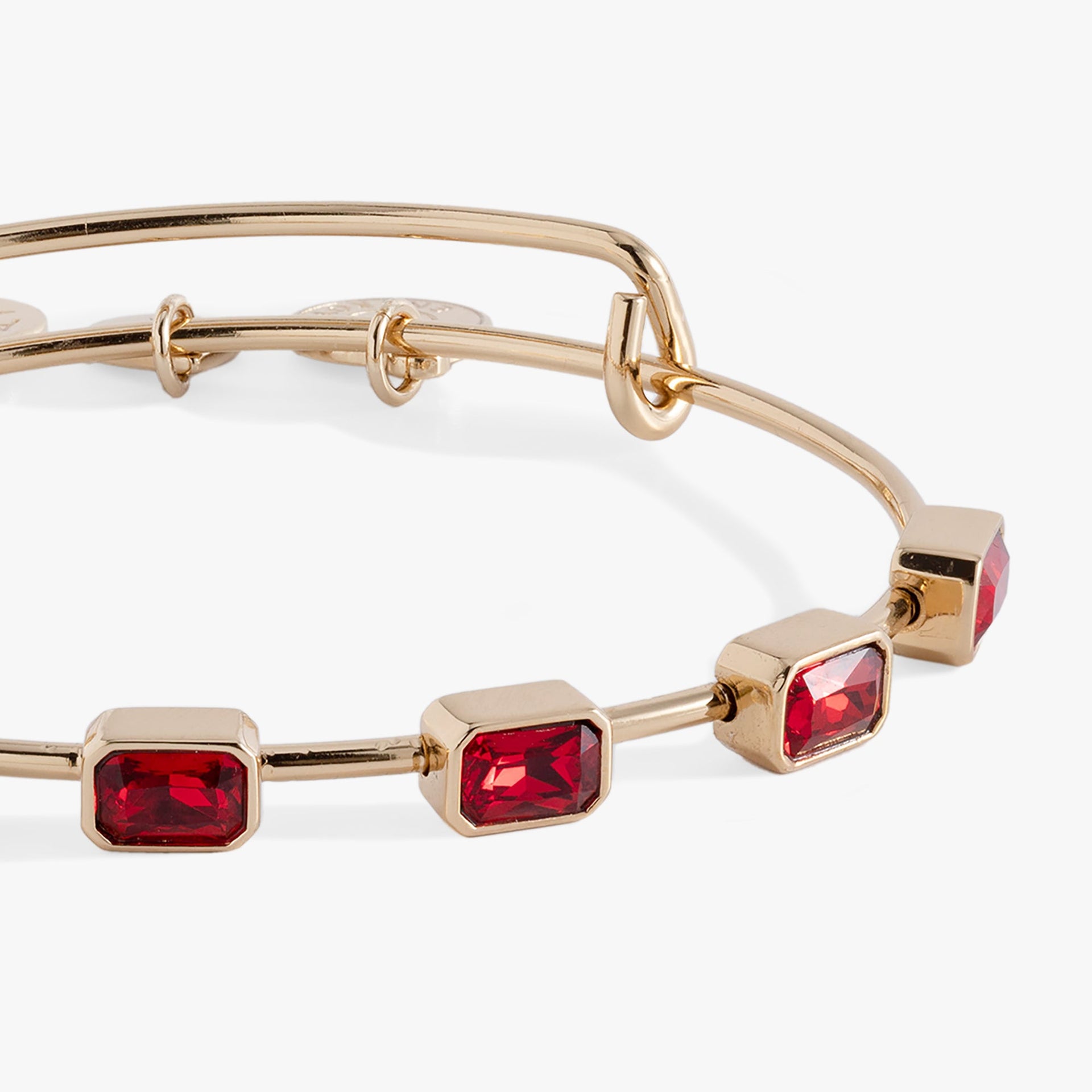 January Birthstone Emerald Cut Garnet Red Crystal Wire Bangle