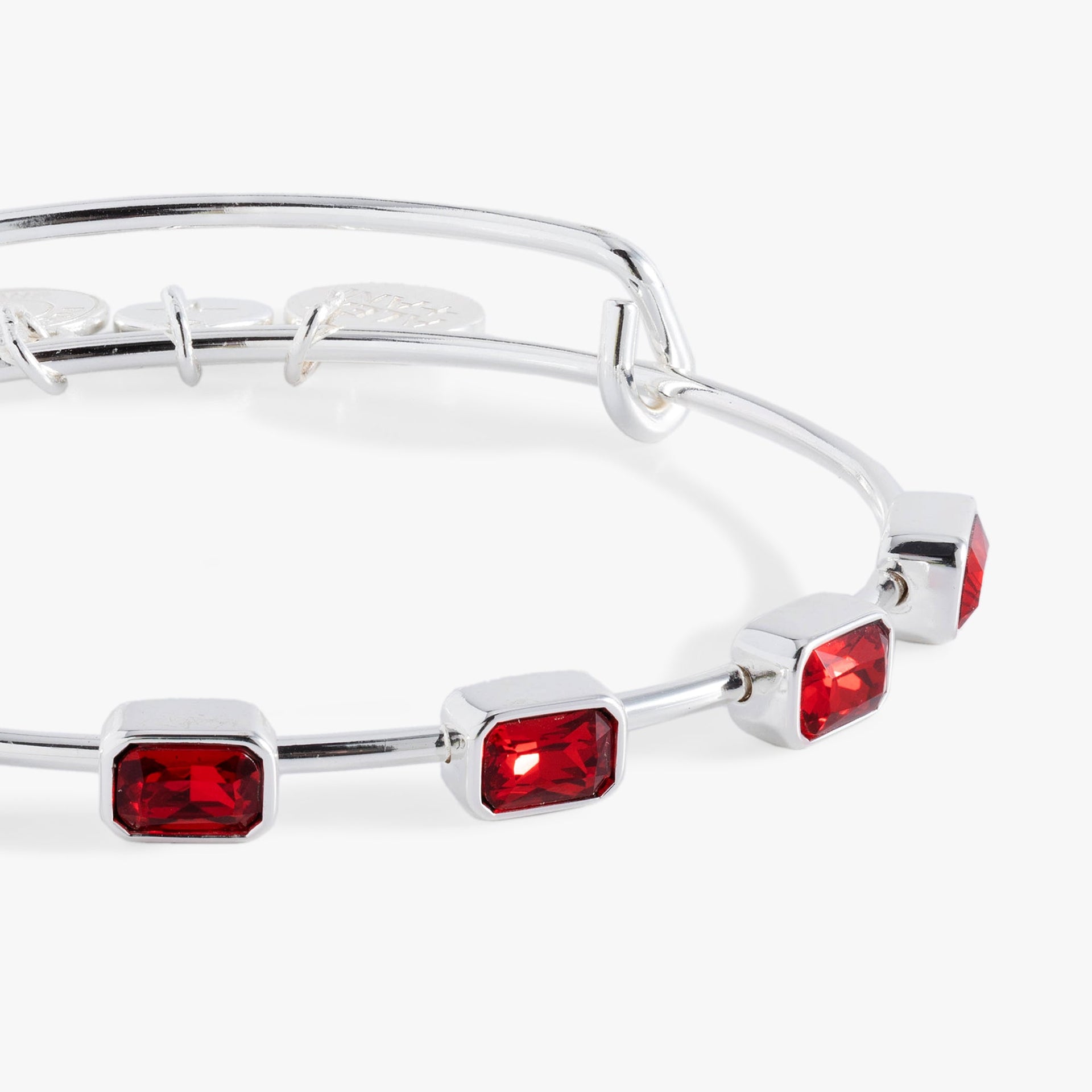 January Birthstone Emerald Cut Garnet Red Crystal Wire Bangle