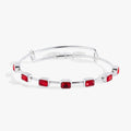 July Birthstone Bangle featuring seven emerald-cut red crystals on an expandable wire band.