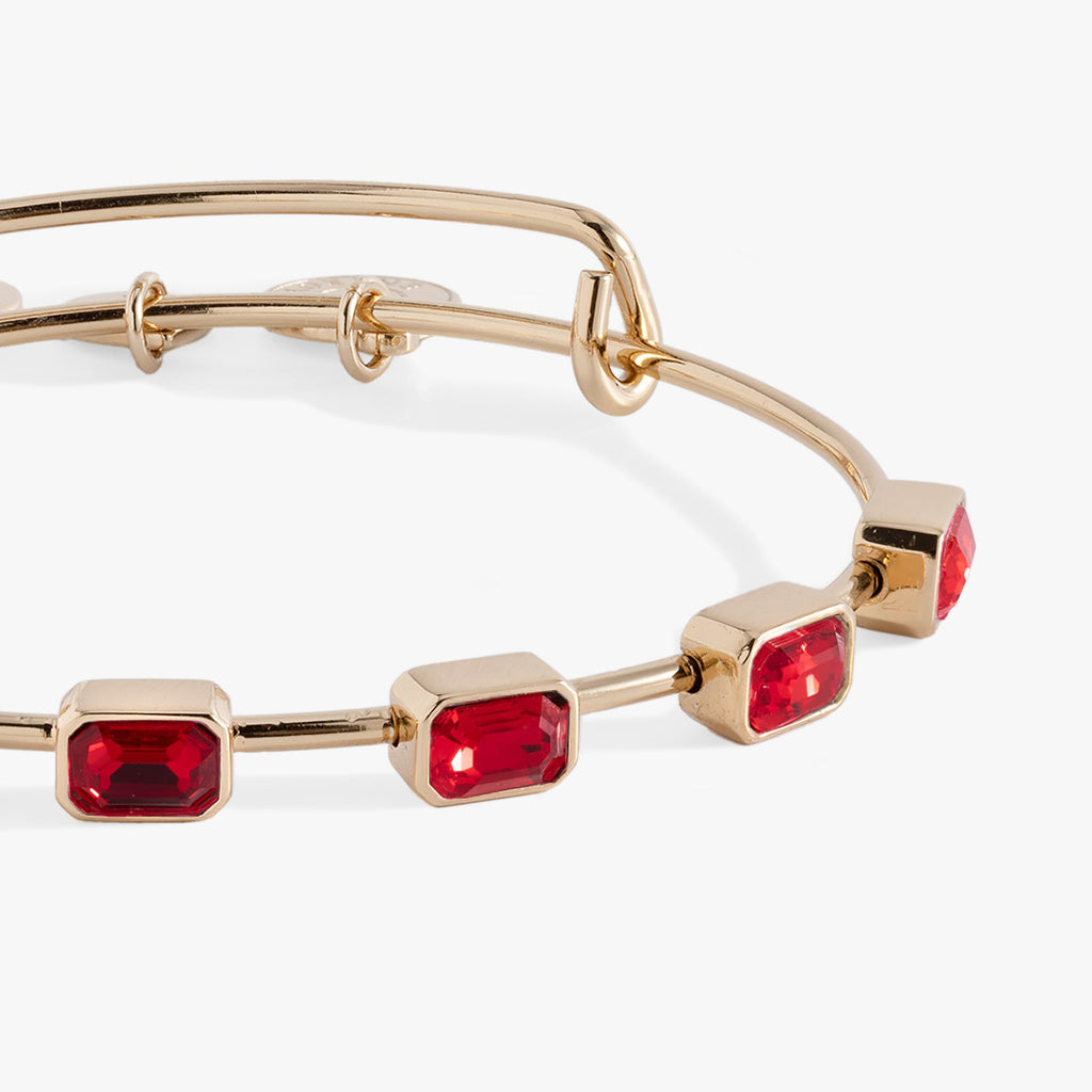 July Birthstone Emerald Cut Red Crystal Expandable Bangle