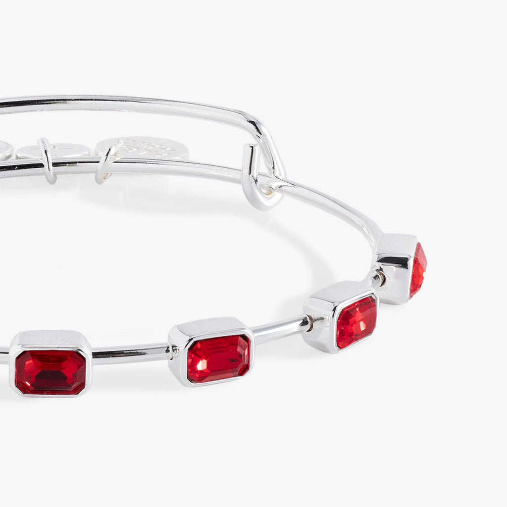 July Birthstone Emerald Cut Red Crystal Expandable Bangle