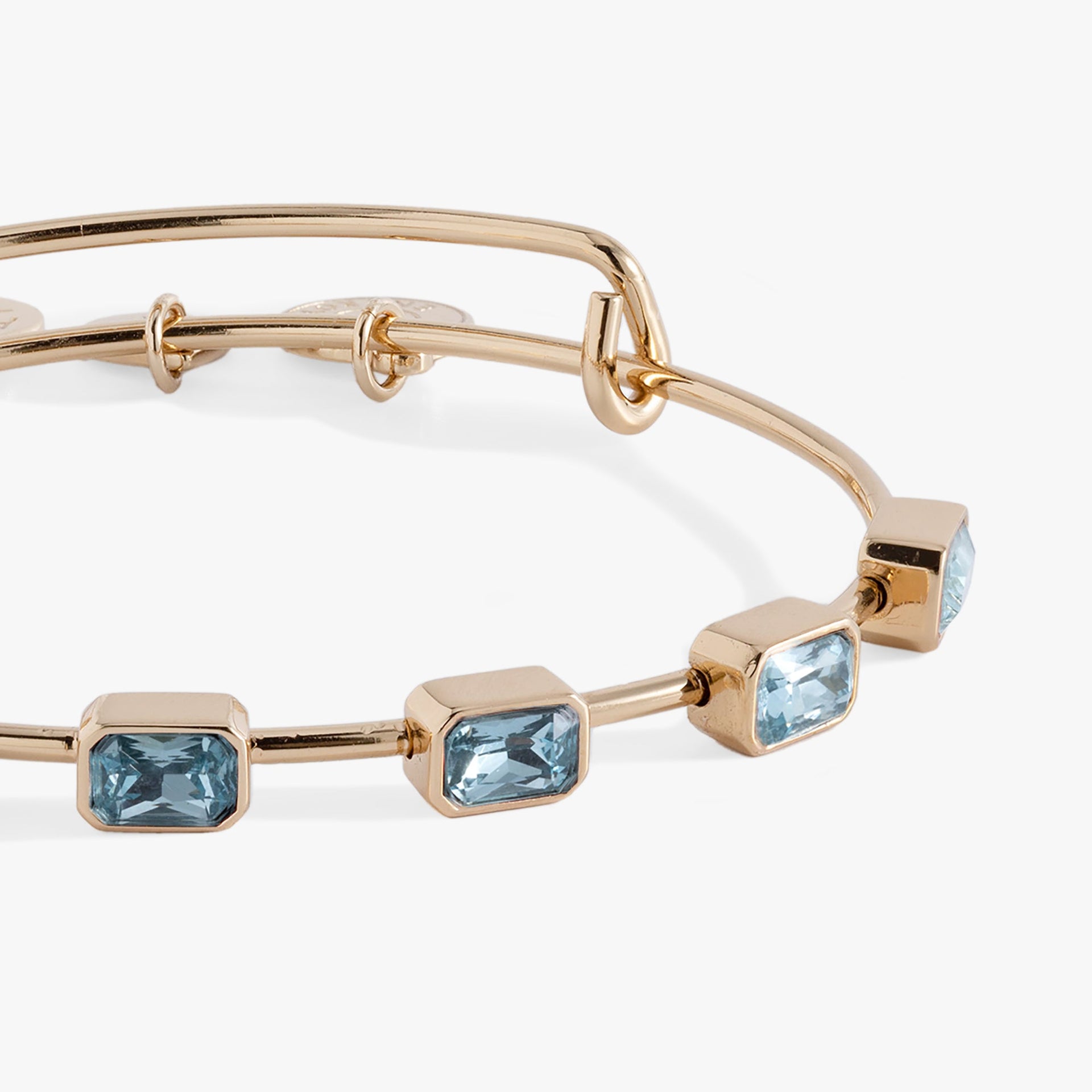 March Birthstone Bangle with Seven Emerald-Cut Blue Crystals