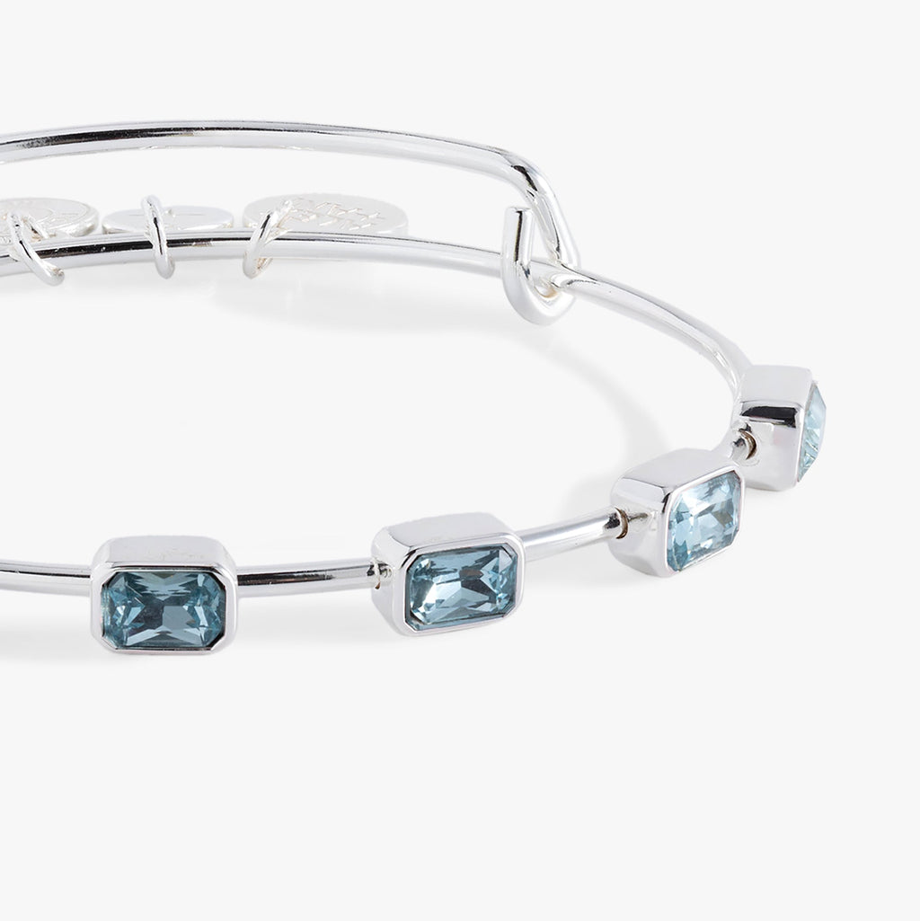 March Birthstone Bangle with Seven Emerald-Cut Blue Crystals