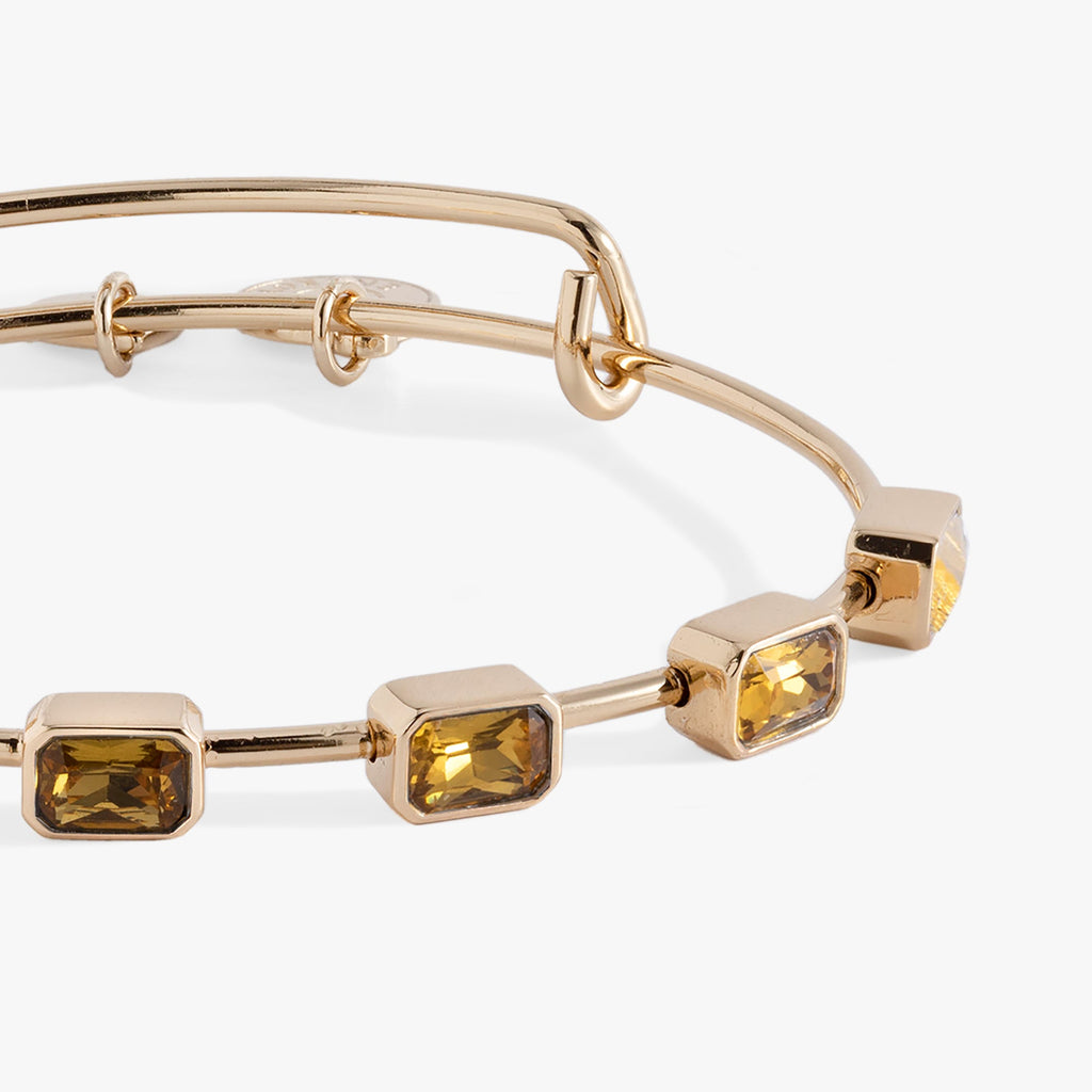 November Birthstone Emerald Cut Gold Crystal Expandable Bangle
