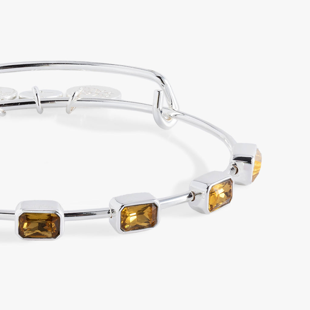 November Birthstone Emerald Cut Gold Crystal Expandable Bangle