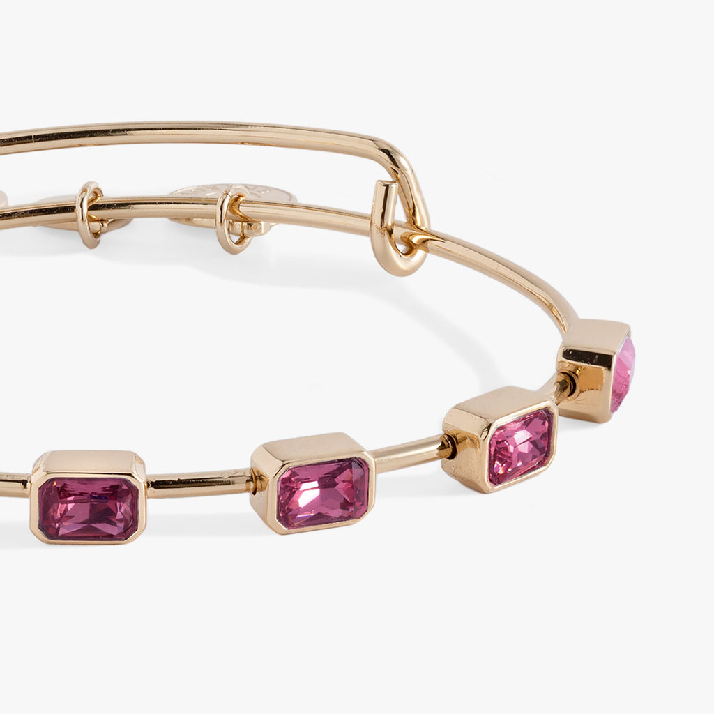 Emerald Cut October Birthstone Bangle with Pink Crystals