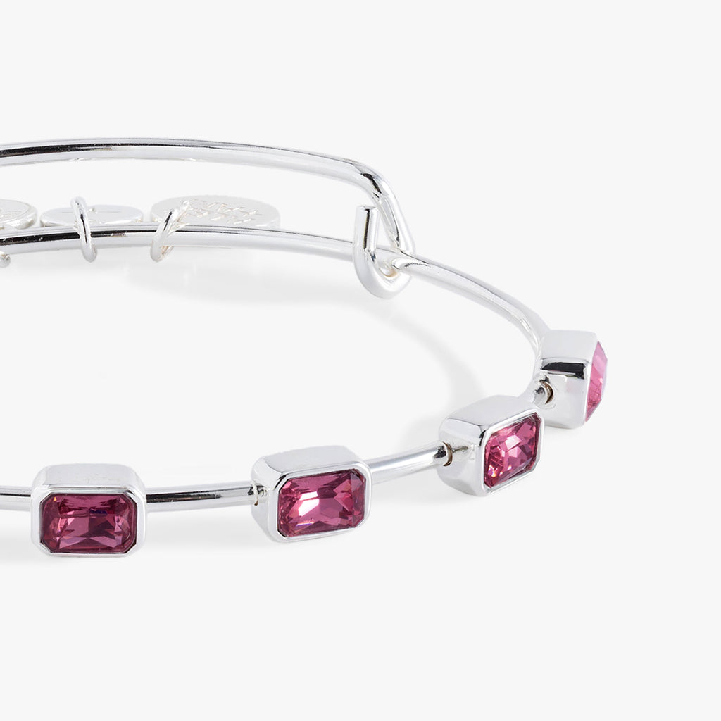 Emerald Cut October Birthstone Bangle with Pink Crystals