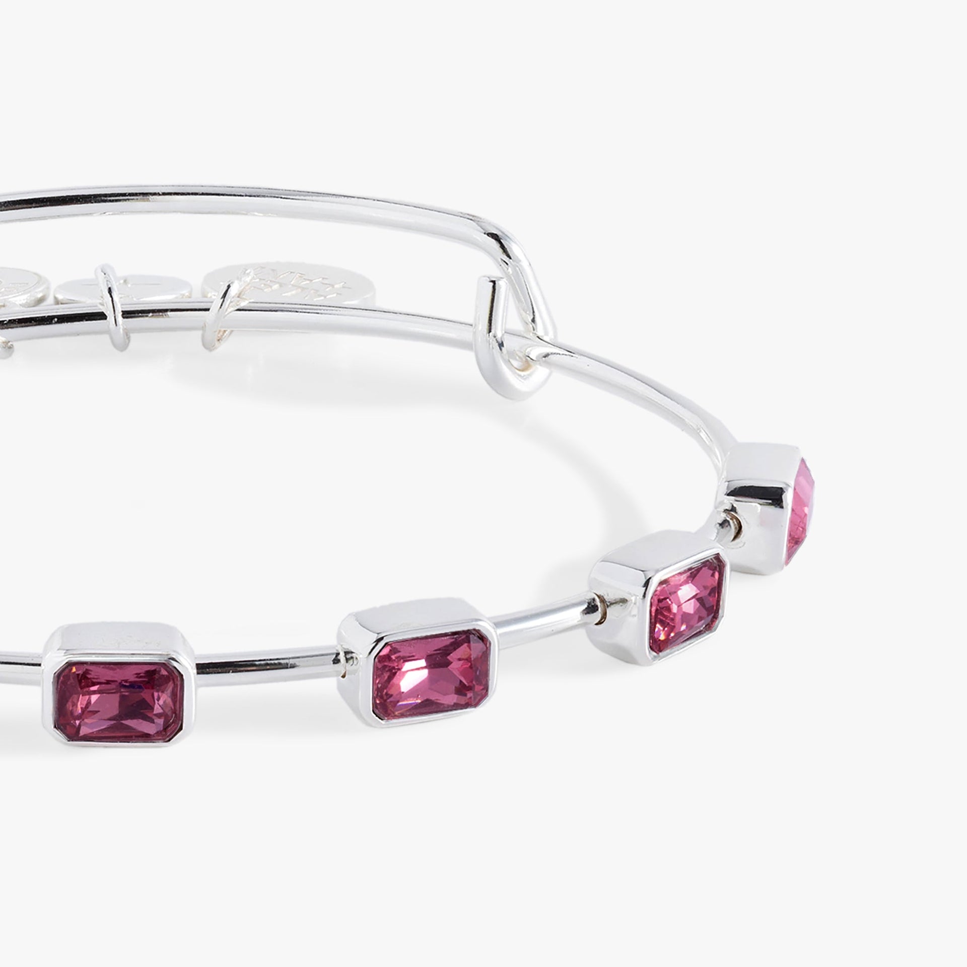 Emerald Cut October Birthstone Bangle with Pink Crystals