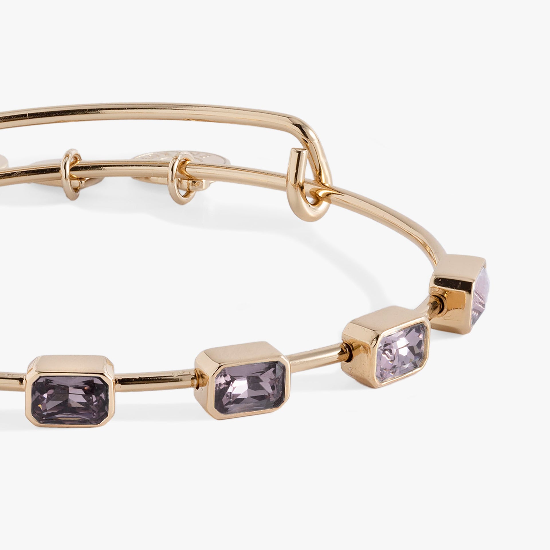 June Birthstone Bangle with Seven Emerald-Cut Purple Crystals