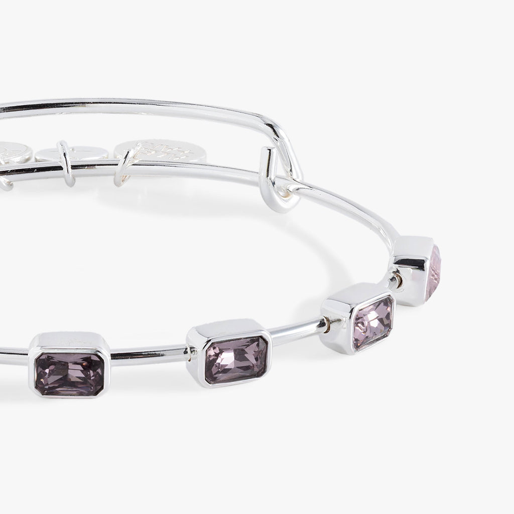 June Birthstone Bangle with Seven Emerald-Cut Purple Crystals
