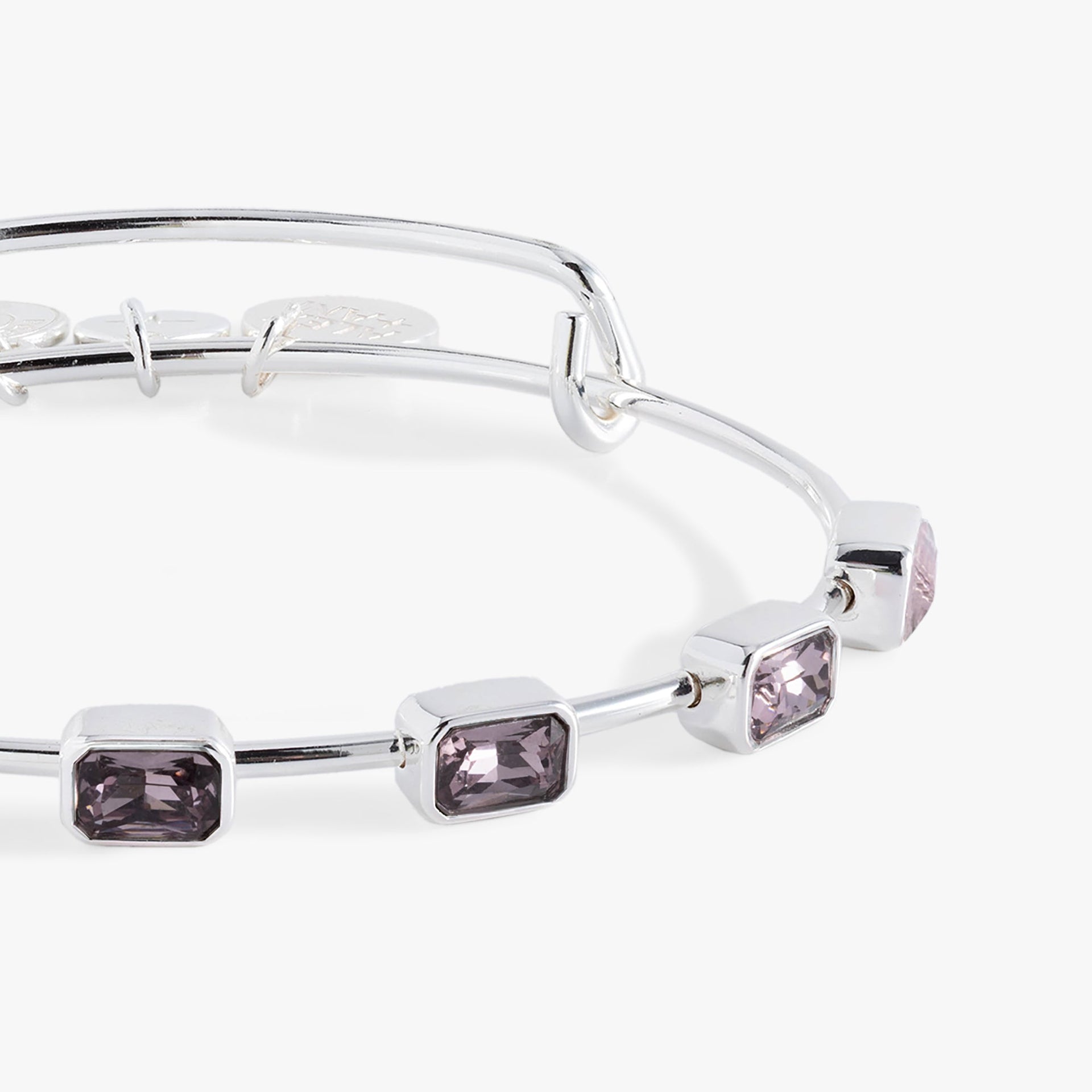 June Birthstone Bangle with Seven Emerald-Cut Purple Crystals