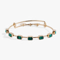 Emerald Cut May Birthstone Bangle Bracelet with Green Crystals