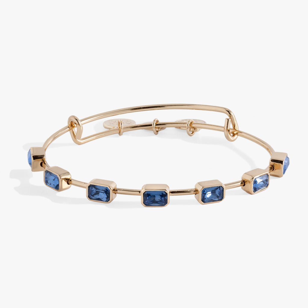 Emerald Cut September Birthstone Bangle with Blue Crystals