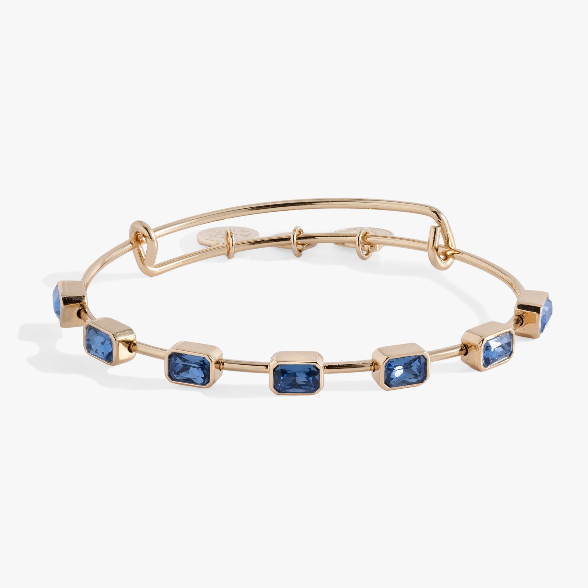 Emerald Cut September Birthstone Bangle with Blue Crystals