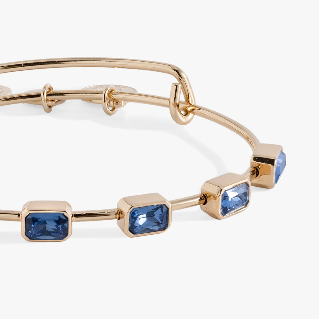 Emerald Cut September Birthstone Bangle with Blue Crystals