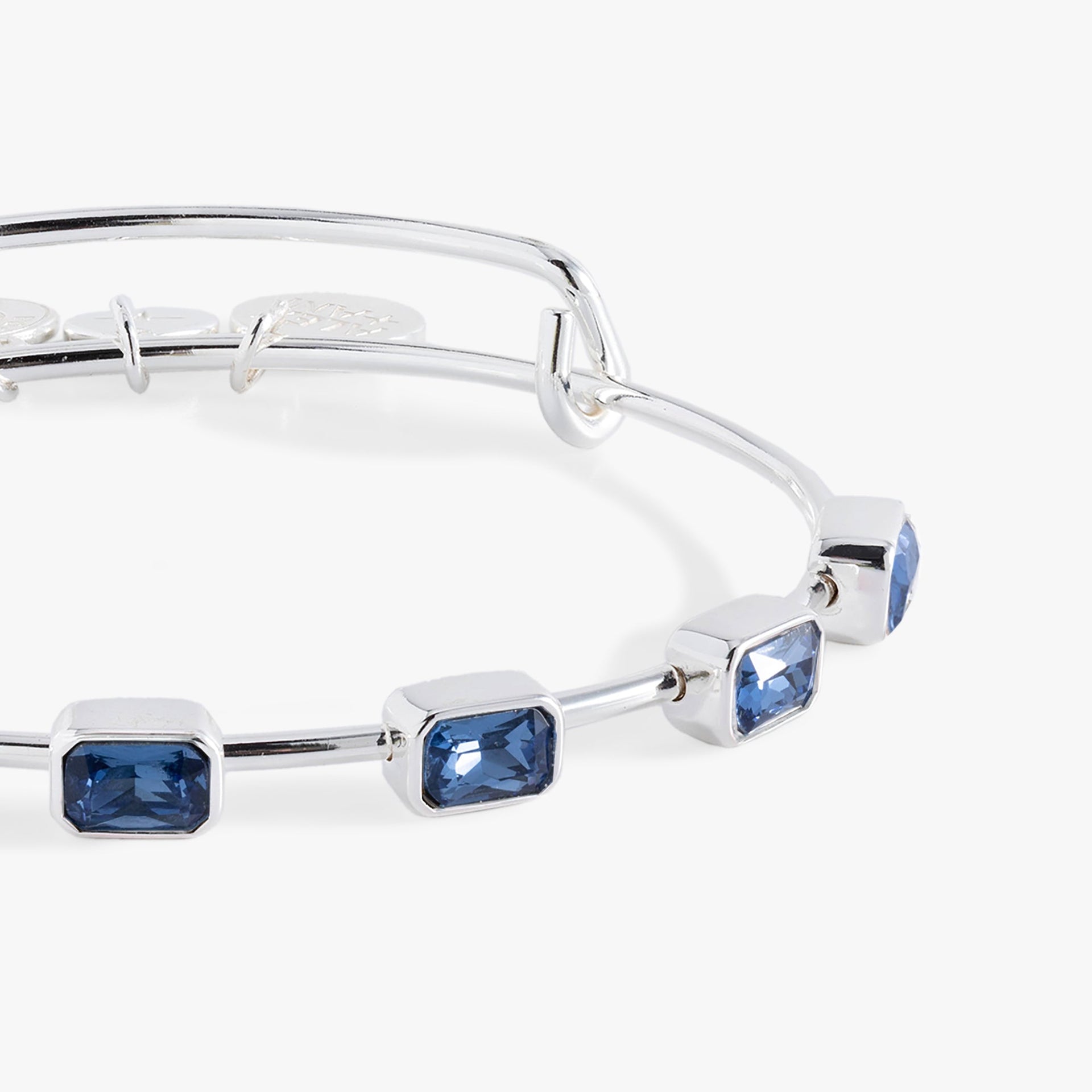 Emerald Cut September Birthstone Bangle with Blue Crystals