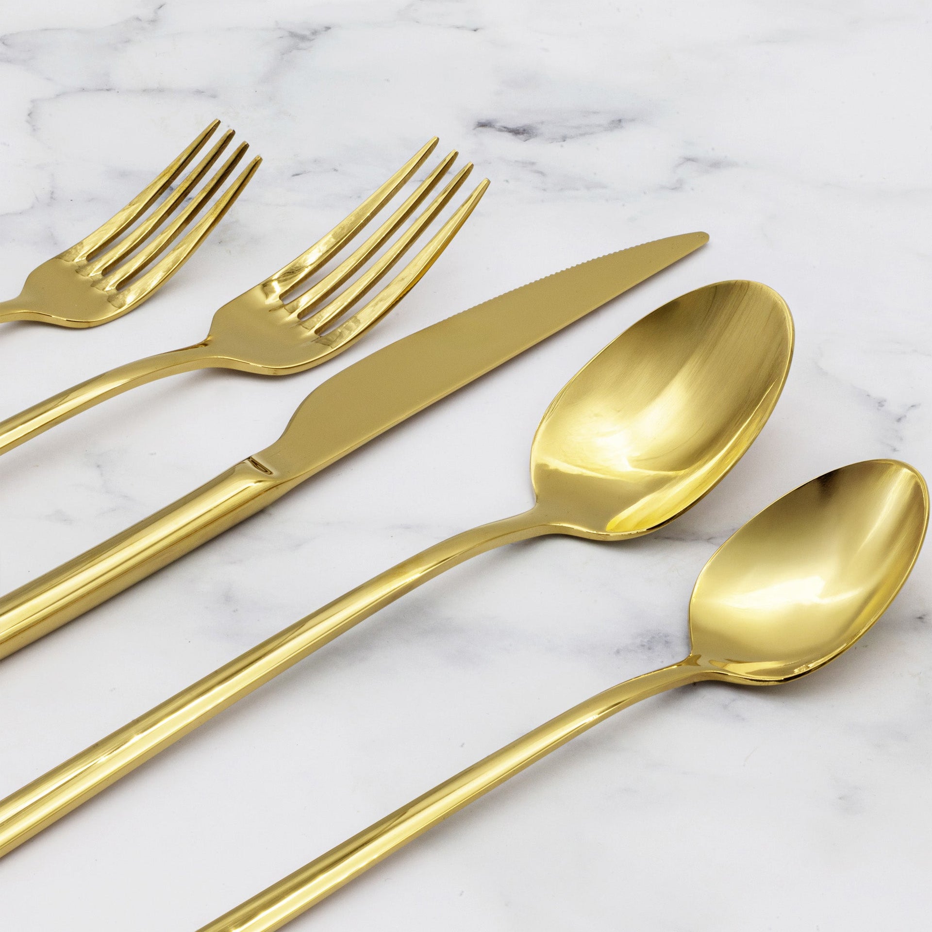Emilia 20-Piece Stainless Steel Flatware Set in Silver or Gold - Image 9