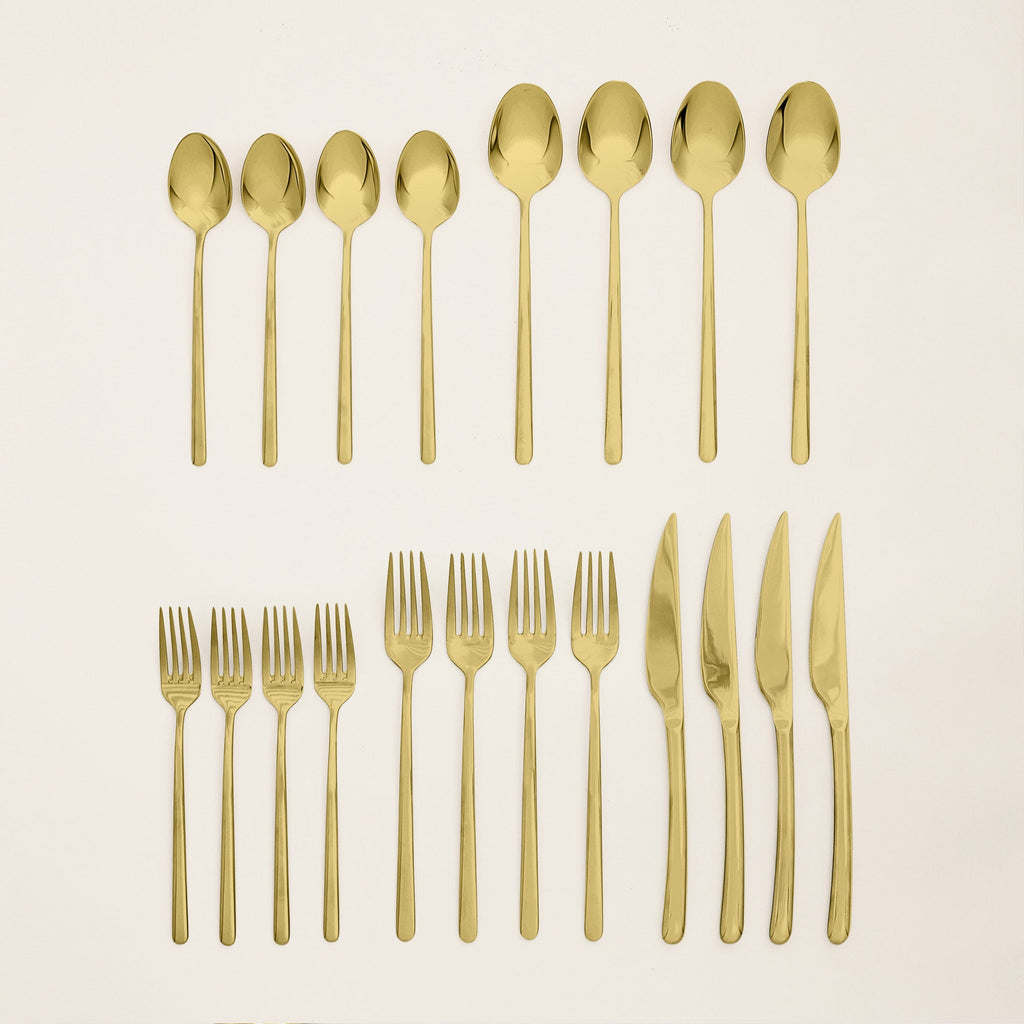 Emilia 20-Piece Stainless Steel Flatware Set in Silver or Gold - Image 13