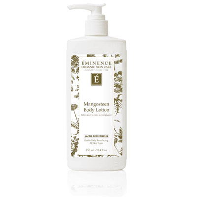 Bottle of Eminence Mangosteen Body Lotion 8.4 OZ for radiant full body hydration