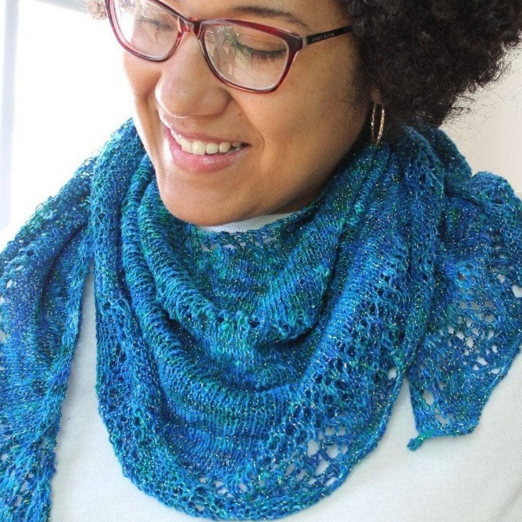 Enchantress Shawl Knitting Kit including yarn and a digital pattern for intermediate knitters