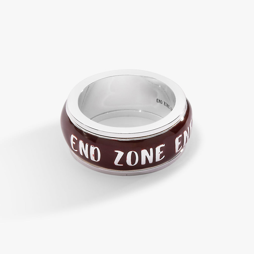 Football Fidget Ring with Enamel Details and Moving Spin Design