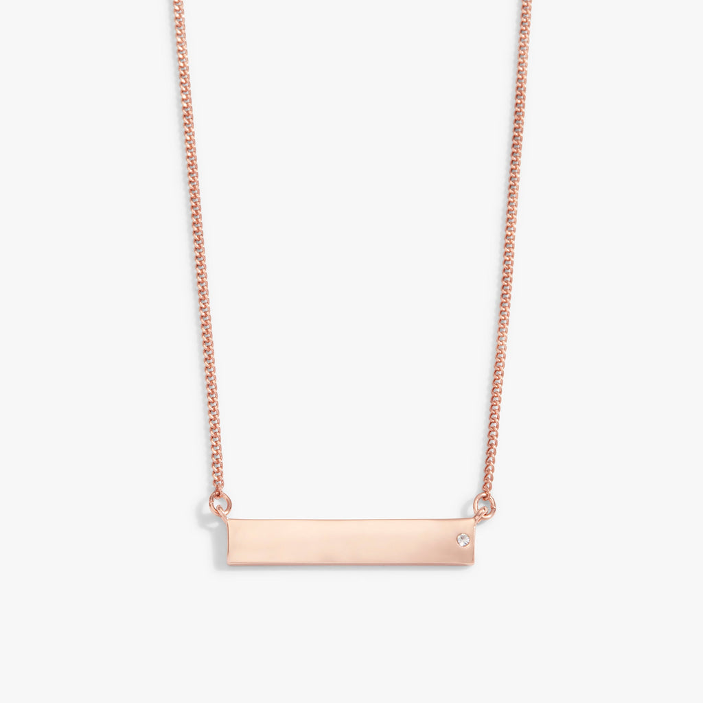 Minimalist Bar Necklace with Crystal Accent in Silver or Rose-Gold