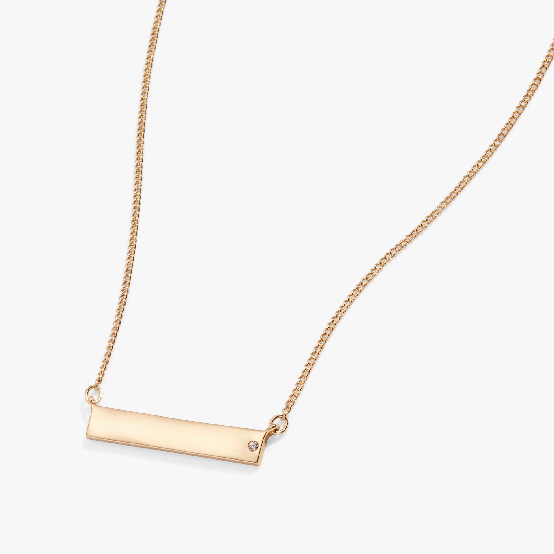 Minimalist Bar Necklace with Crystal Accent in Silver or Rose-Gold