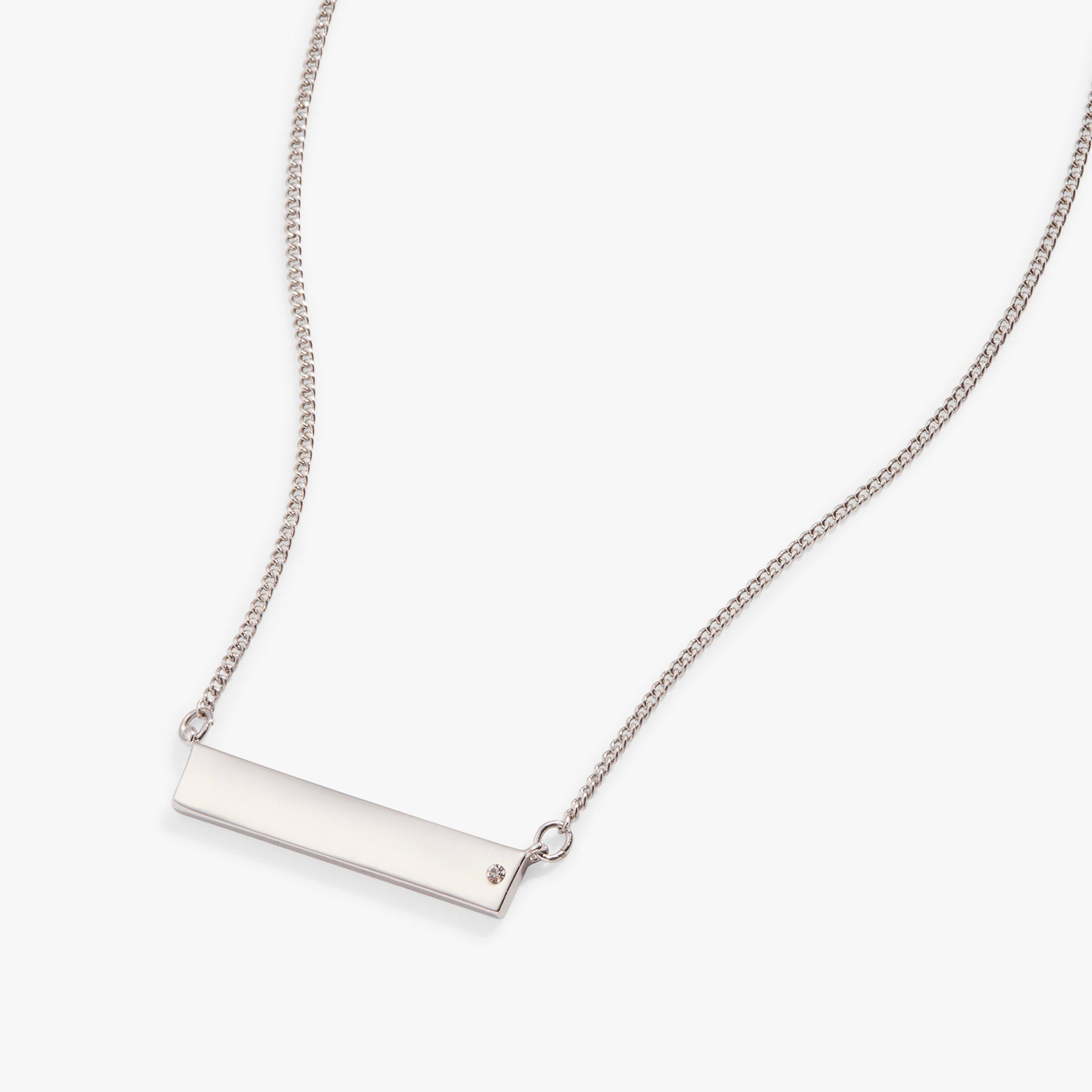 Minimalist Bar Necklace with Crystal Accent in Silver or Rose-Gold