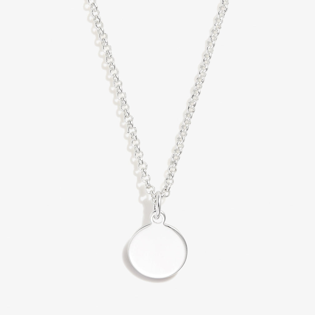 Minimalist small circle charm necklace in gold and silver finish, 19 inch length