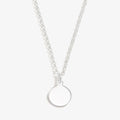Minimalist small circle charm necklace in gold and silver finish, 19 inch length