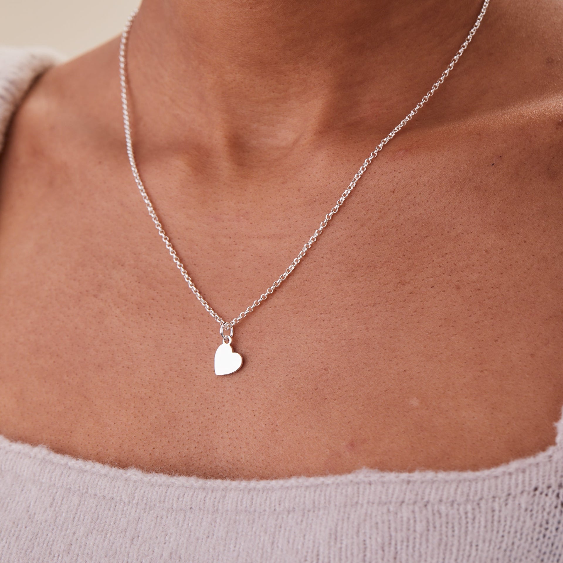 Small Gold Heart Charm Necklace, 19 Inch Chain
