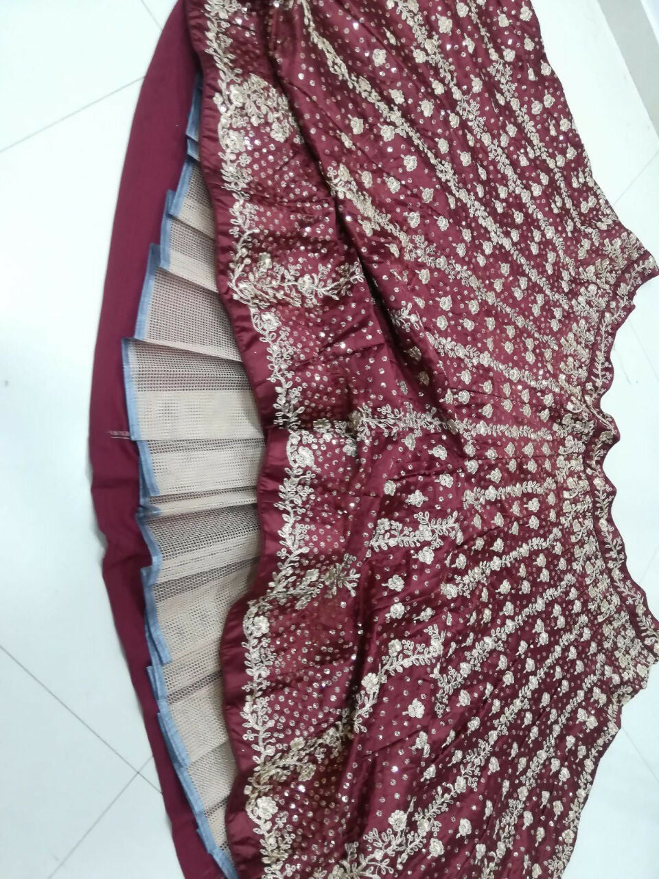 Maroon Silk Lehenga Choli with Sequin, Thread and Coding Work