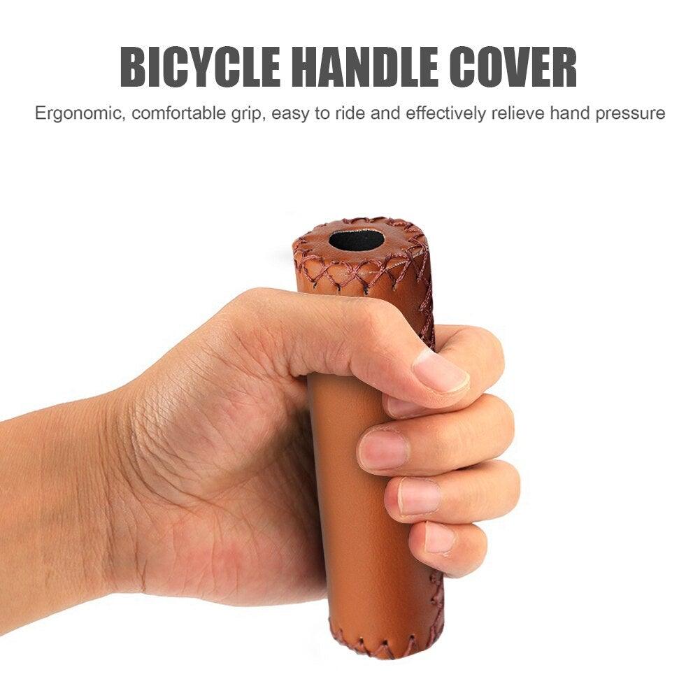 Ergonomic PU Leather Bicycle Handle Grips - Anti-Slip Bike Grips