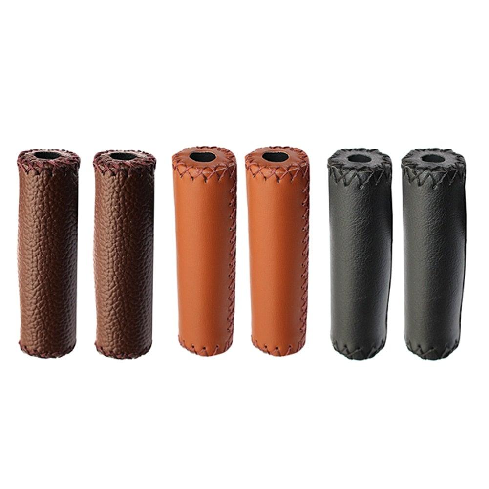 Ergonomic PU Leather Bicycle Handle Grips - Anti-Slip Bike Grips