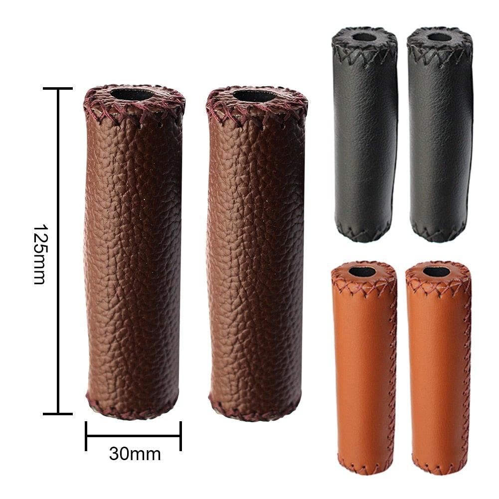 Ergonomic PU Leather Bicycle Handle Grips - Anti-Slip Bike Grips