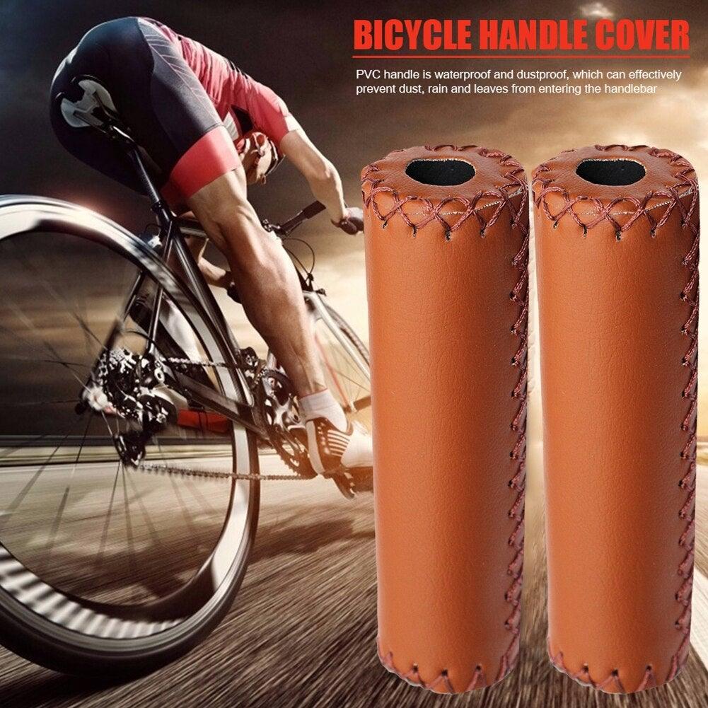 Ergonomic PU Leather Bicycle Handle Grips - Anti-Slip Bike Grips