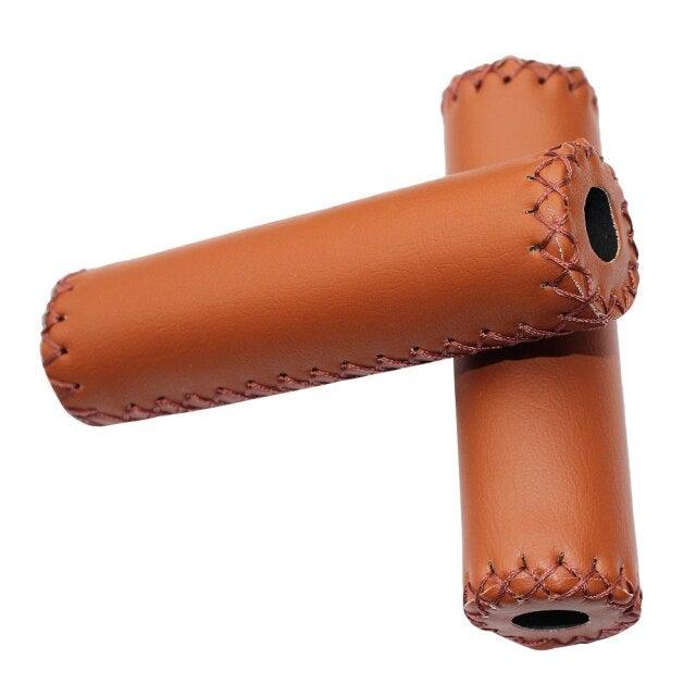 Ergonomic PU Leather Bicycle Handle Grips - Anti-Slip Bike Grips