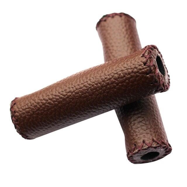 Ergonomic PU Leather Bicycle Handle Grips - Anti-Slip Bike Grips