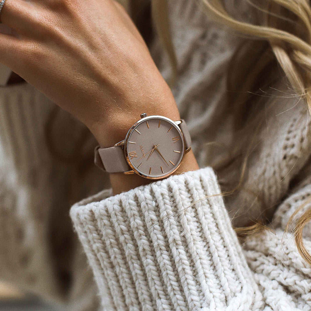 Eros Limited Release Watch in Rose and Taupe Italian Leather